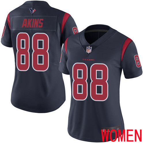 Houston Texans Limited Navy Blue Women Jordan Akins Jersey NFL Football #88 Rush Vapor Untouchable->youth nfl jersey->Youth Jersey